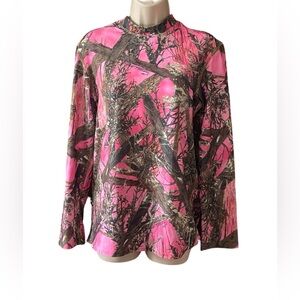 Turtle Fur Womens Long Sleeve Camo Print T-Shirt Top Size M Pink Outdoor Hunting